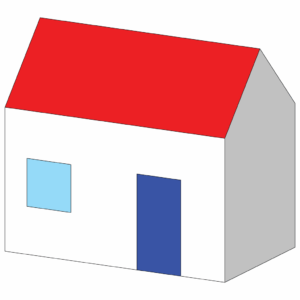 Einfaches Haus mit rotem Dach