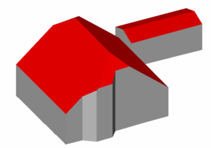 Moderne Architektur mit roten Dächern